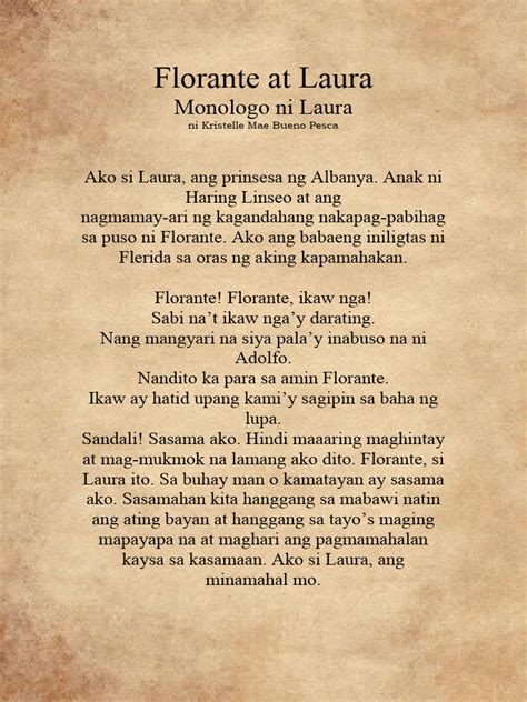 monologo ni laura script tagalog summary pdf